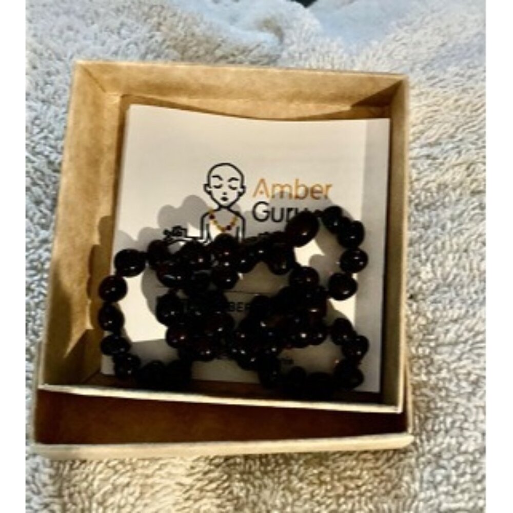 New Amber Necklace (Authentic, Certified) - 12.5 inches - Unisex Jewelry - Black